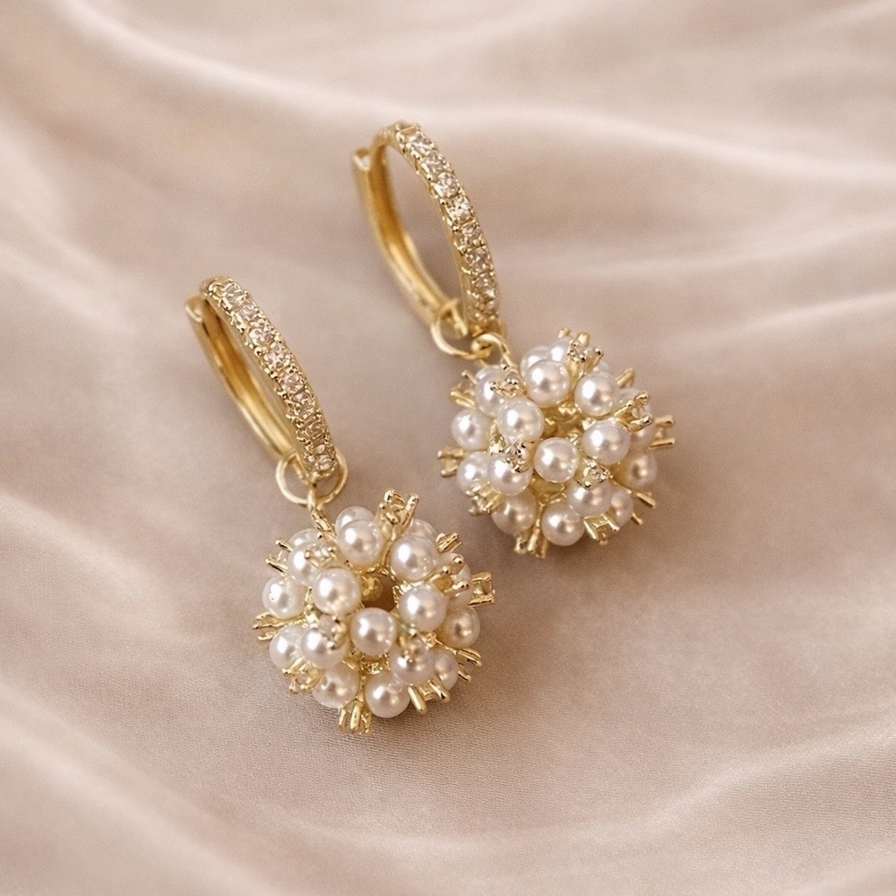 Anthropologie Gold Pearl Drop Earrings